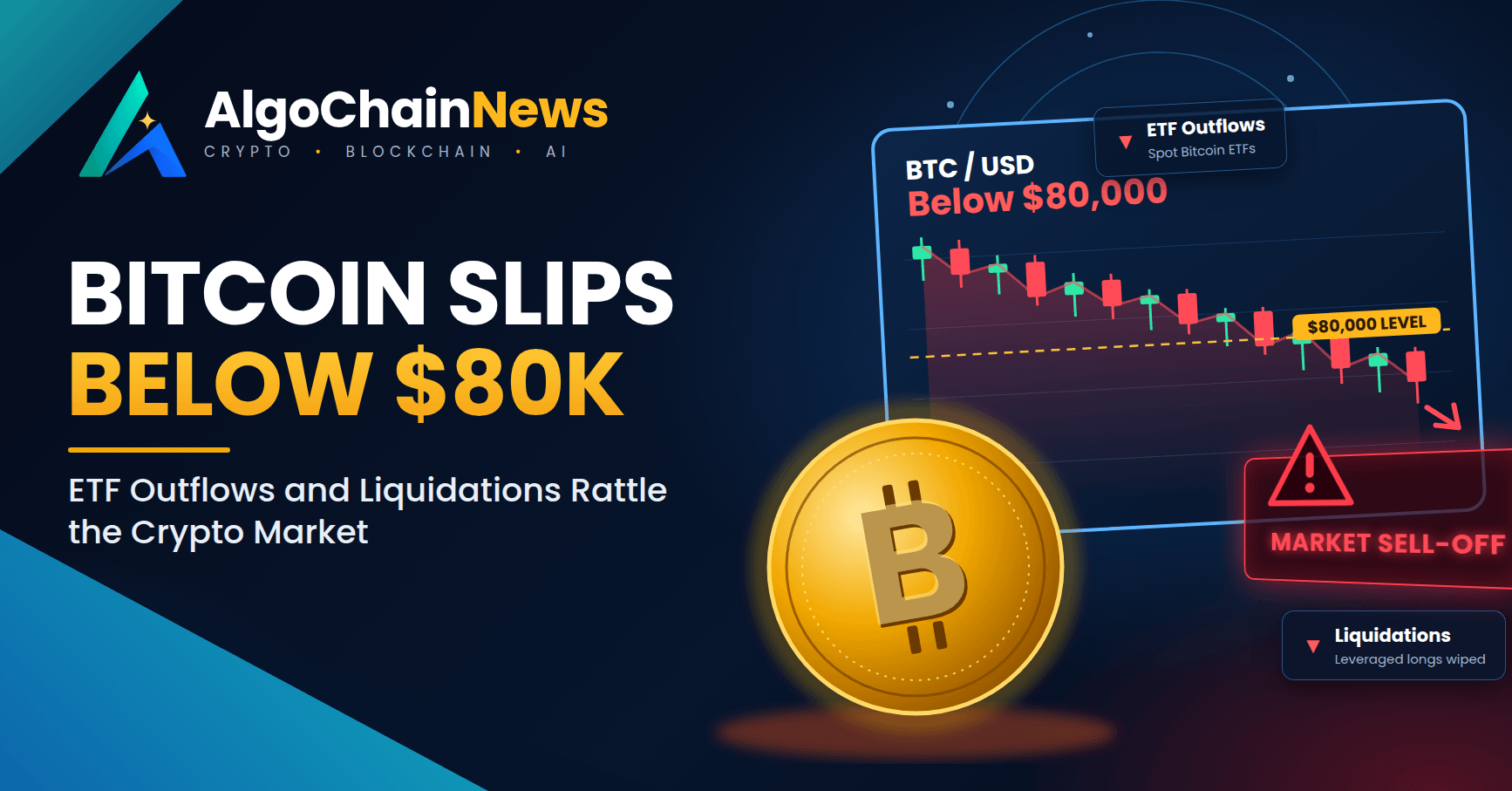 Bitcoin Falls Below $80,000: ETF Outflows and Liquidations Put Crypto Markets on Alert